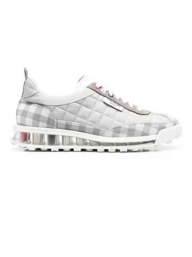 Quilted Nylon Clear Sole Tech Runner Low Top Sneakers White Grey - THOM BROWNE - BALAAN 3