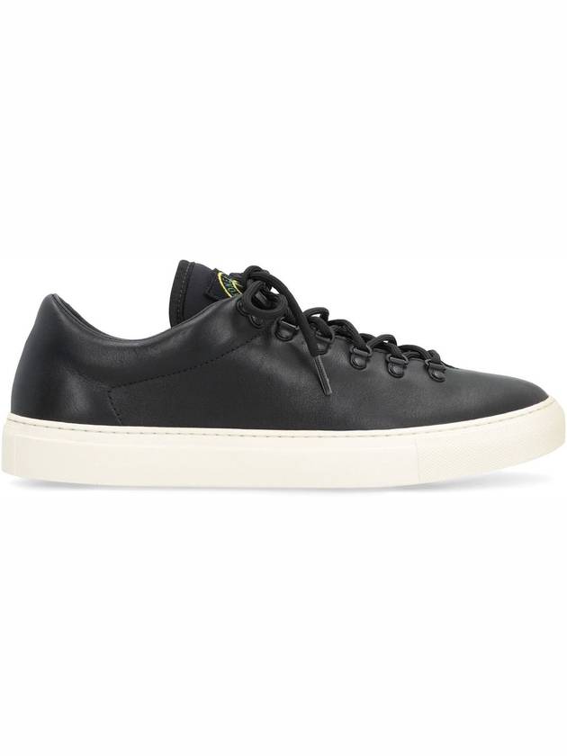 S0101 Logo Lace-Up Leather Low Top Sneakers Black - STONE ISLAND - BALAAN 3