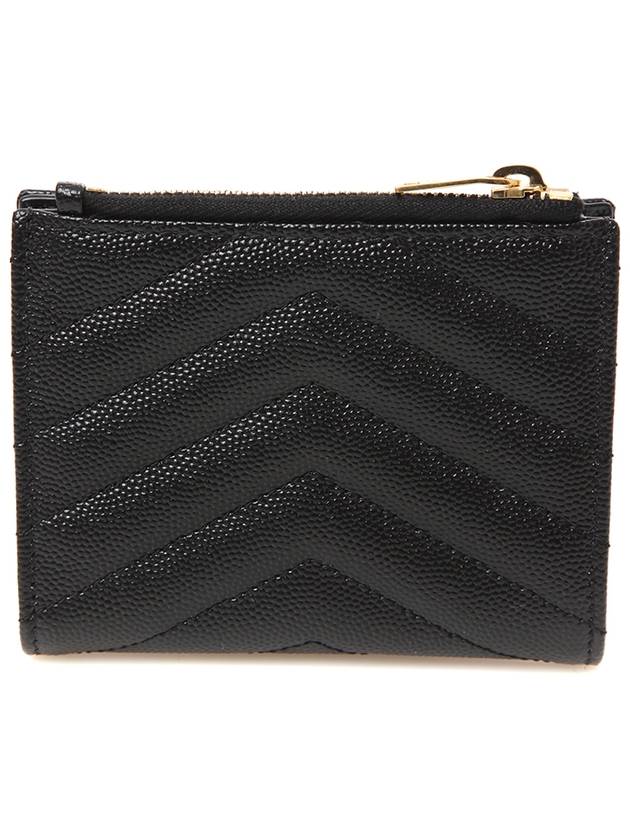 Cassandre Matelasse Grain De Poudre Embossed Leather Half Wallet Black - SAINT LAURENT - BALAAN 4