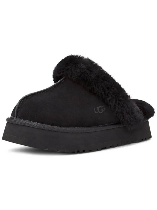 Women's Diskett Fleece Platform Slippers Black - UGG - BALAAN 7