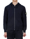 Men's Garment Dyed Malfile Zip Up Hoodie Navy - STONE ISLAND - BALAAN 2