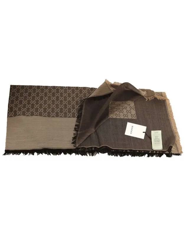 GG Jacquard Wool Silk Muffler Brown - GUCCI - BALAAN 3