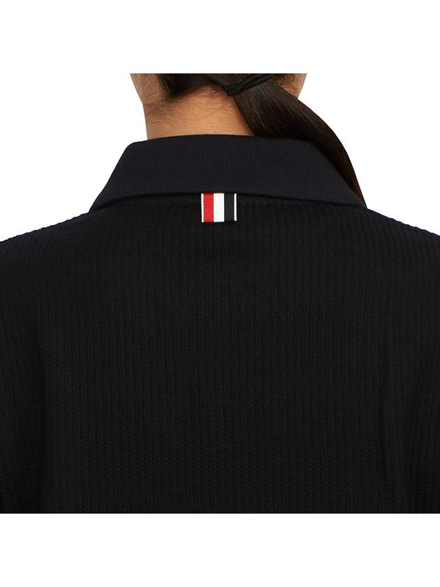 Women's Seersucker Loopback 4-Bar Zip-Up Jacket Navy - THOM BROWNE - BALAAN 10