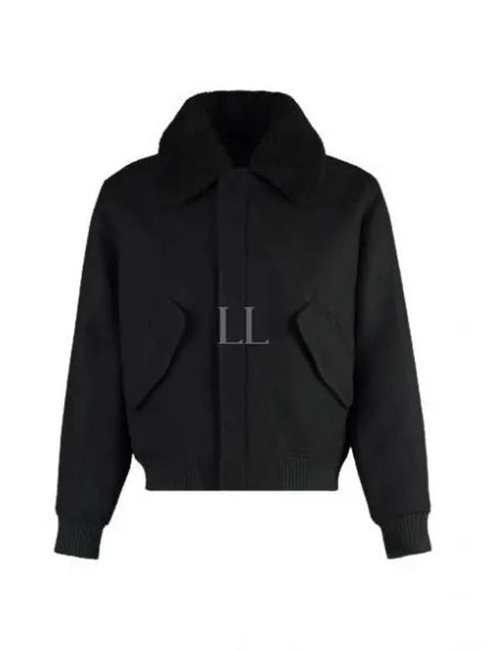 Shearling Collar Jacket Black - AMI - BALAAN 2