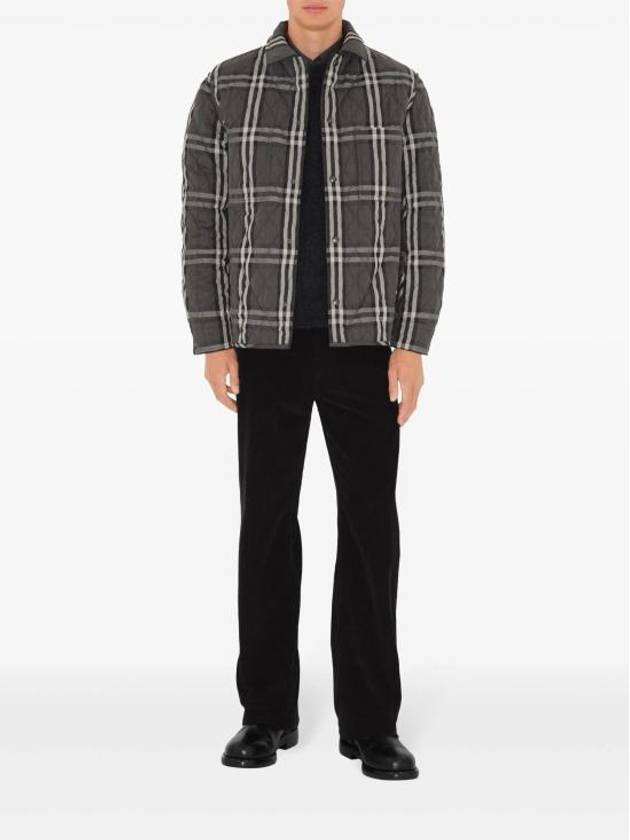 Check Reversible Quilted Overshirt Jacket Charcoal Navy - BURBERRY - BALAAN 4