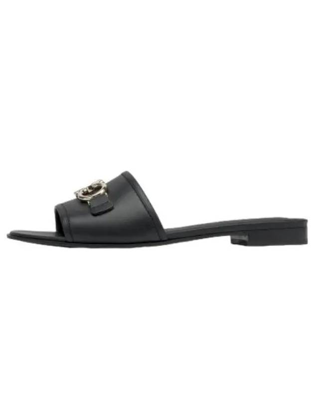 Ferragamo Gancini Rhodes Slide Black Slippers - SALVATORE FERRAGAMO - BALAAN 1