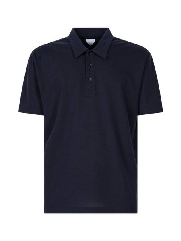 Cotton Short Sleeve Polo Shirt Dark Night - BOTTEGA VENETA - BALAAN 2