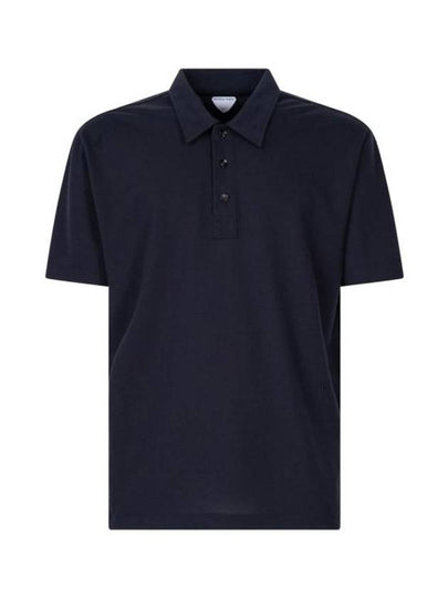 Cotton Short Sleeve Polo Shirt Dark Night - BOTTEGA VENETA - BALAAN 2