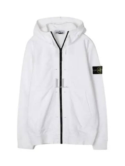 Wappen Patch Cotton Fleece Zip Up Hoodie White - STONE ISLAND - BALAAN 2