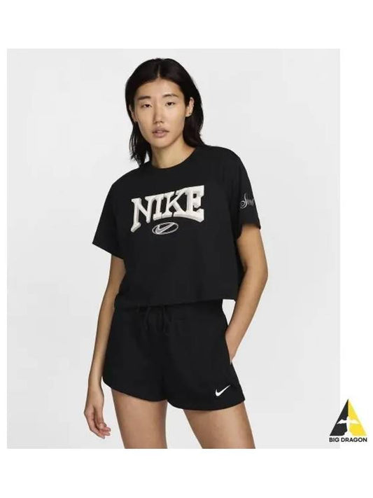 Sportswear loose short sleeve crop t shirt W black FZ2856 010 - NIKE - BALAAN 1