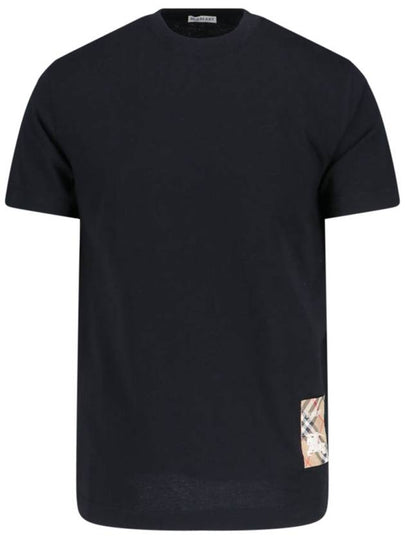 Check Label Cotton Short Sleeve T-Shirt Black - BURBERRY - BALAAN 2