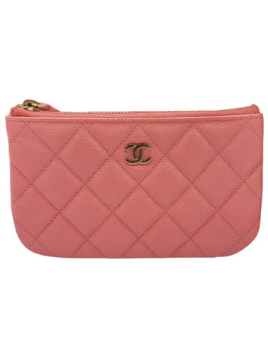 Classic Gold Medal Logo Caviar Mini Pouch Bag Pink - CHANEL - BALAAN 1