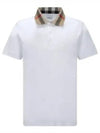 Men's Check Collar Cotton Polo Shirt White - BURBERRY - BALAAN 2