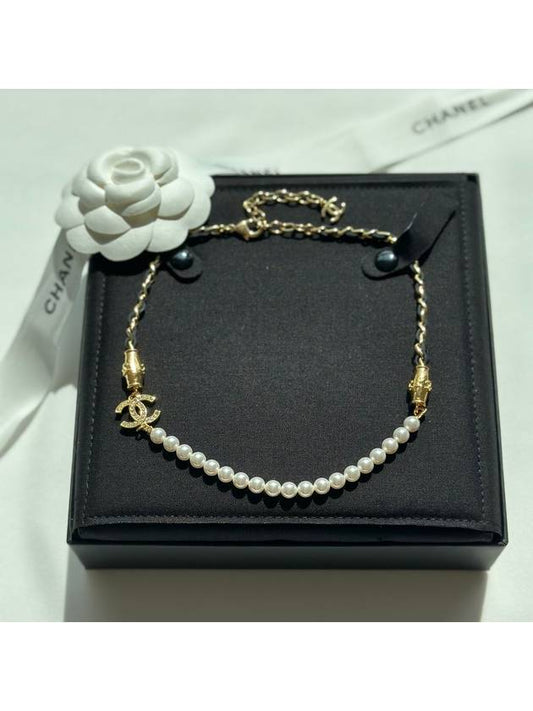 Pearl chain CC logo choker necklace necklace - CHANEL - BALAAN 1