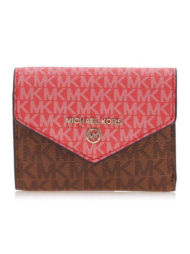 Jet Set Two-Tone Signature Logo Tri-Fold Half Wallet - MICHAEL KORS - BALAAN 1