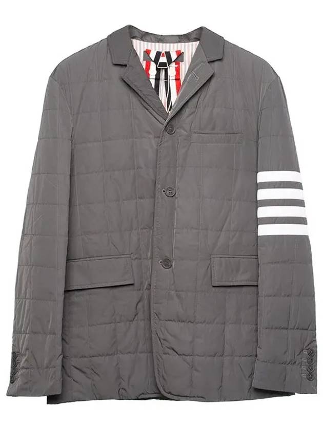 4 Bar Poly Twill Padding Blazer Jacket Grey - THOM BROWNE - BALAAN 7