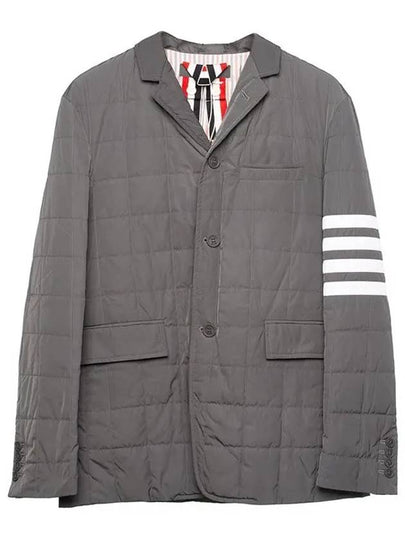 4 Bar Poly Twill Padding Blazer Jacket Grey - THOM BROWNE - BALAAN 2