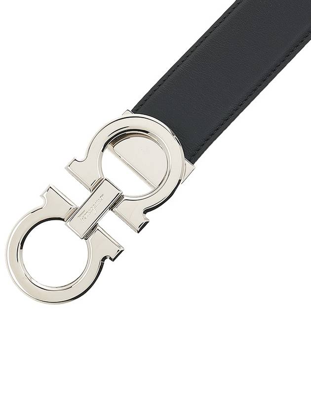 Reversible Gancini Leather Belt Black - SALVATORE FERRAGAMO - BALAAN 7