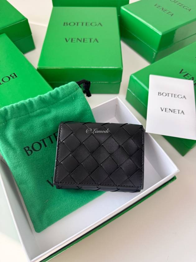 Intrecciato Trifold Half Wallet Black - BOTTEGA VENETA - BALAAN 11