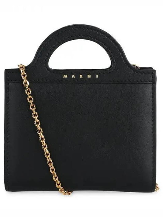 Women's Logo Detail Chain Half Wallet Black - MARNI - BALAAN 2