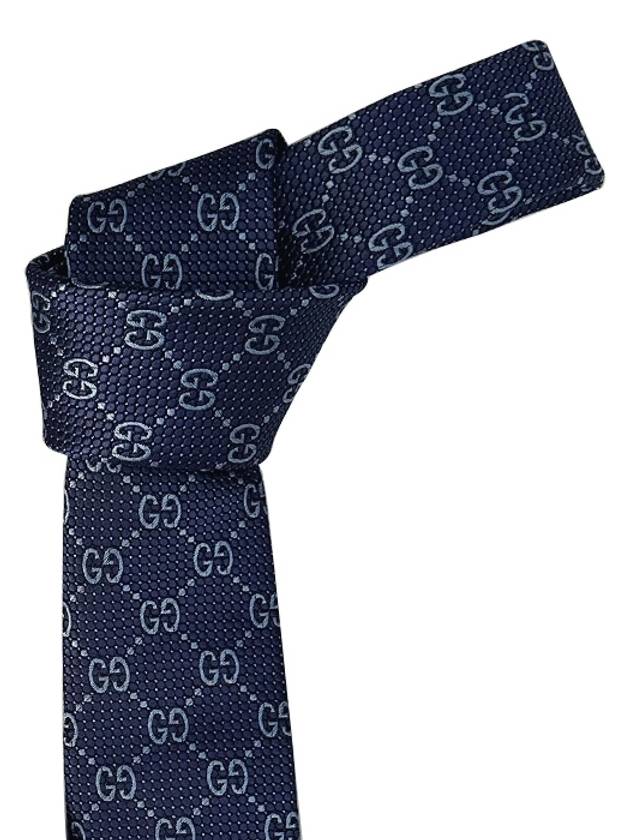 Men's GG Dot Pattern Silk Necktie Navy - GUCCI - BALAAN 2