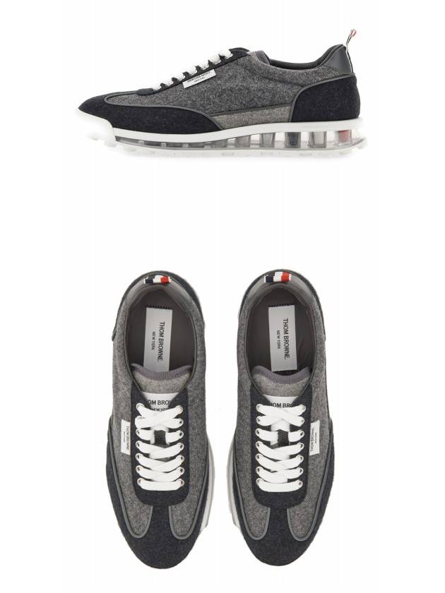 Flannel Clear Sole Low Top Sneakers Grey - THOM BROWNE - BALAAN 5