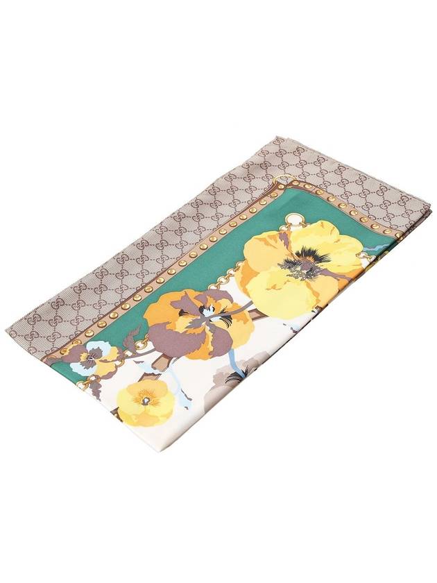 GG Flower Square Silk Scarf - GUCCI - BALAAN 4