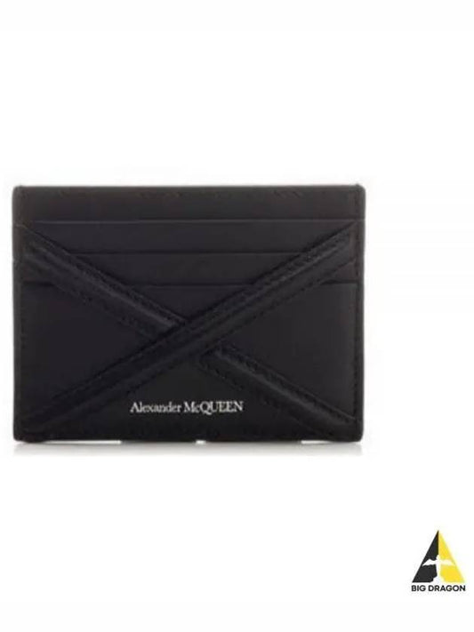 Harness Logo Print Calfskin Card Wallet Black - ALEXANDER MCQUEEN - BALAAN 2