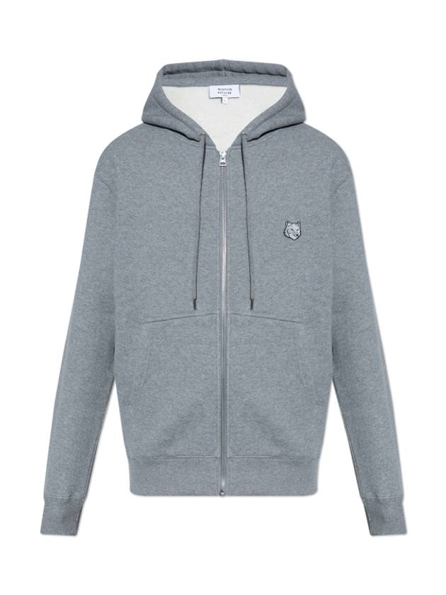 Bold Fox Head Patch Cotton Zip-Up Hoodie Grey - MAISON KITSUNE - BALAAN 2