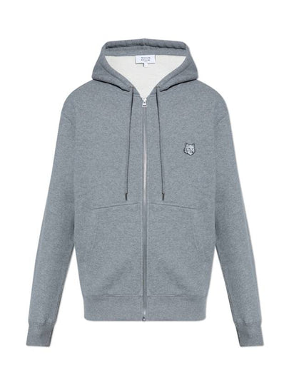 Bold Fox Head Patch Cotton Zip-Up Hoodie Grey - MAISON KITSUNE - BALAAN 2