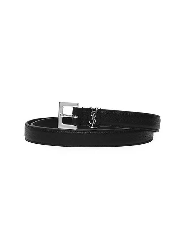 612616 DTI0E 1000 Cassandra Monogram Square Silver Belt - SAINT LAURENT - BALAAN 1