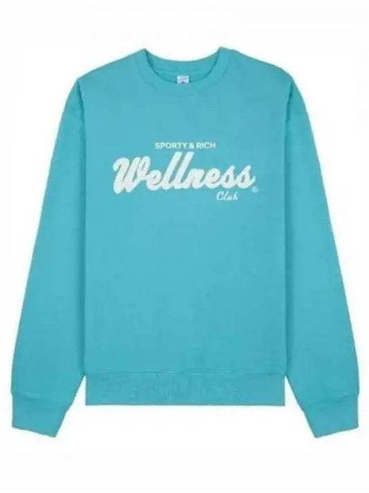 Wellness Club Logo Print Sweatshirt Dolphin Blue CRAW2333DO - SPORTY & RICH - BALAAN 1