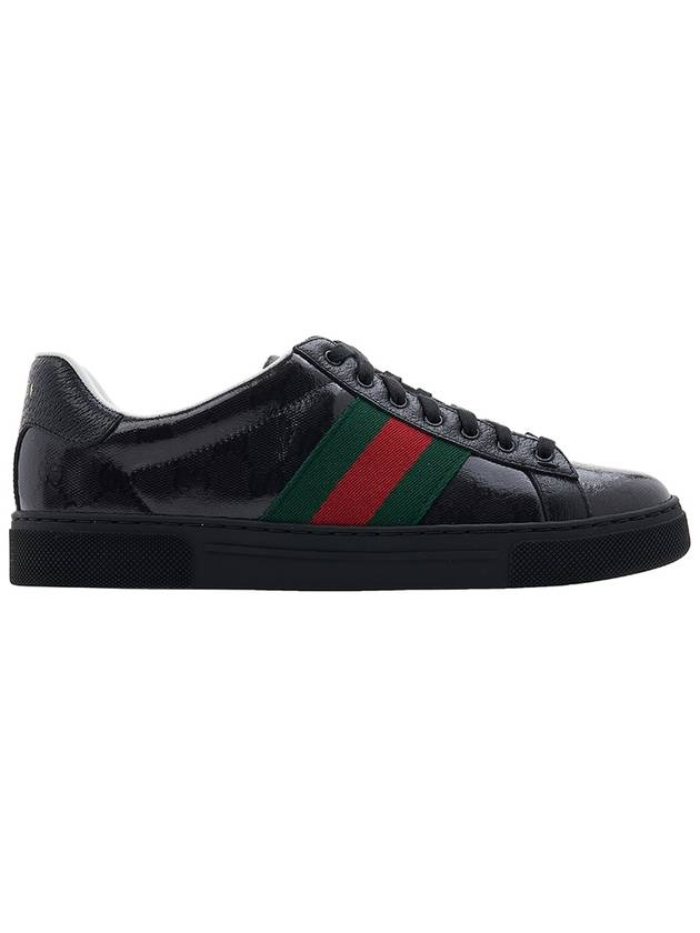 Men's Ace GG Crystal Canvas Low Top Sneakers Black - GUCCI - BALAAN 3