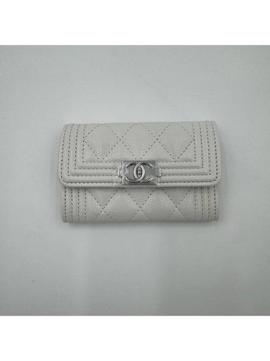 Boy Snap Caviar White Silver A80603 - CHANEL - BALAAN 1