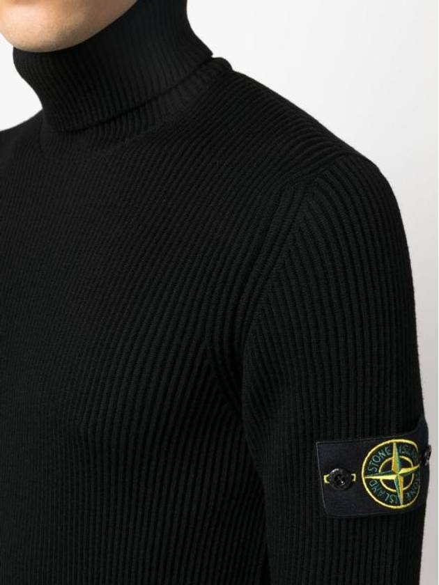 Men's Logo Patch Turtleneck Black - STONE ISLAND - BALAAN 6