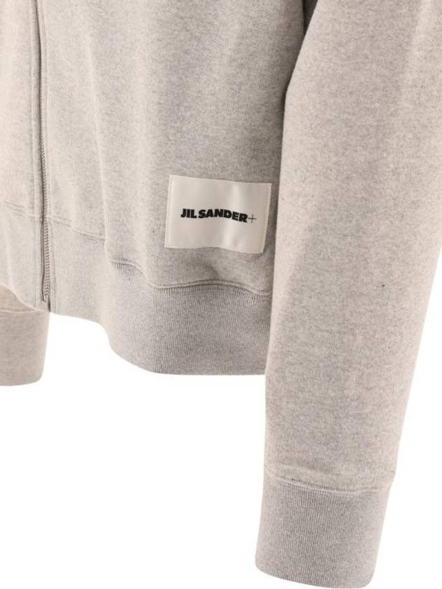 Logo Patch Cotton Zip-up Hoodie Light Grey - JIL SANDER - BALAAN 5