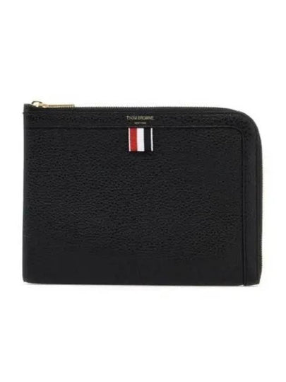 Mini Pebble Leather Gusset Clutch Bag Black - THOM BROWNE - BALAAN 2