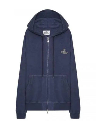 ORB Logo Organic Cotton Zip-Up Hoodie Patrol Blue - VIVIENNE WESTWOOD - BALAAN 2