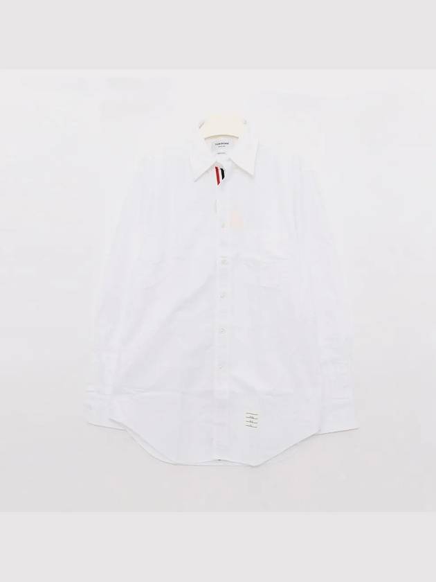 Men's Logo Patch Classic Cotton Long-Sleeve Shirt White - THOM BROWNE - BALAAN 3