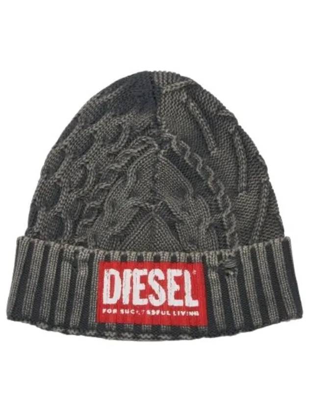 Eriko twisted knit beanie washed black hat - DIESEL - BALAAN 1