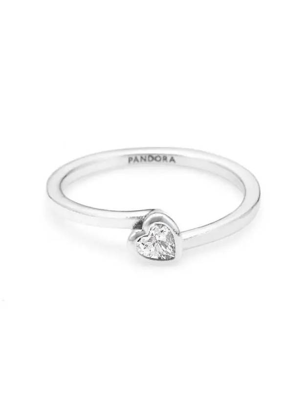 Clear Tilted Heart Solitaire Ring Silver - PANDORA - BALAAN 3