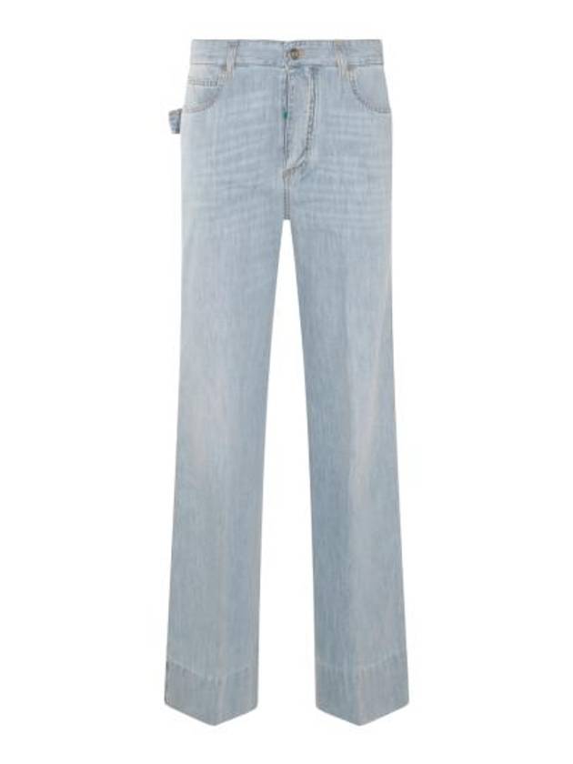 Wide Leg Denim Jeans Light Bleach - BOTTEGA VENETA - BALAAN 2