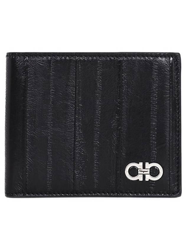 Cartera Gancini Metal Logo Half Wallet Black - SALVATORE FERRAGAMO - BALAAN 1