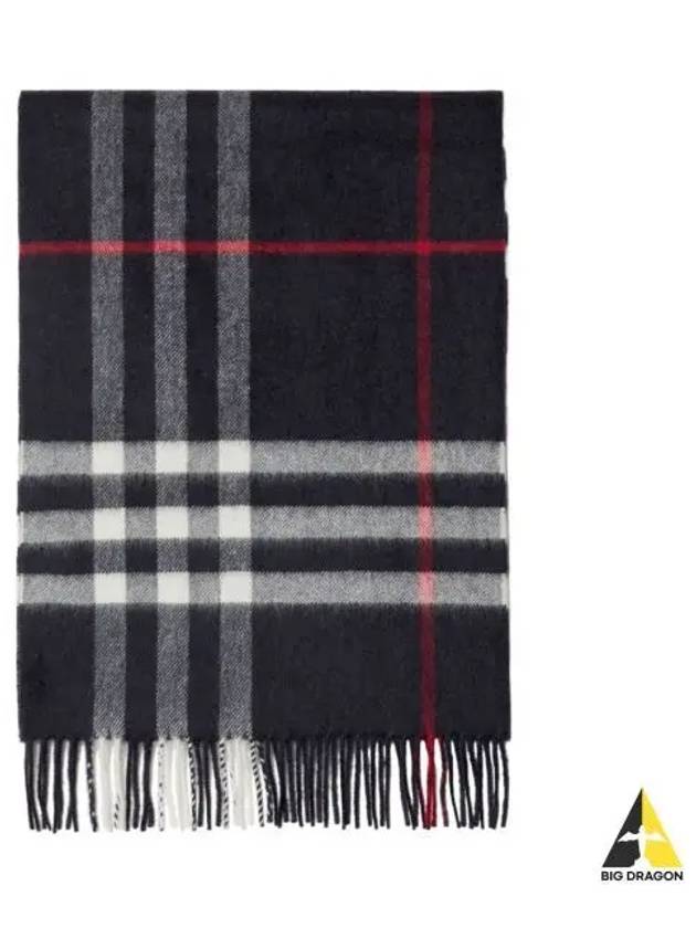 Check Cashmere Scarf Navy - BURBERRY - BALAAN 2