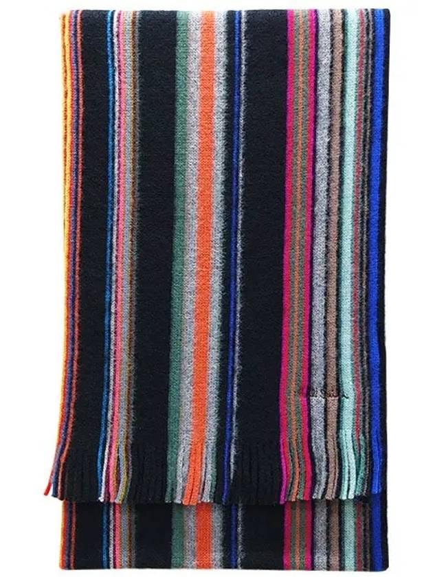 Signature Stripe Cashmere Scarf Black - PAUL SMITH - BALAAN 3