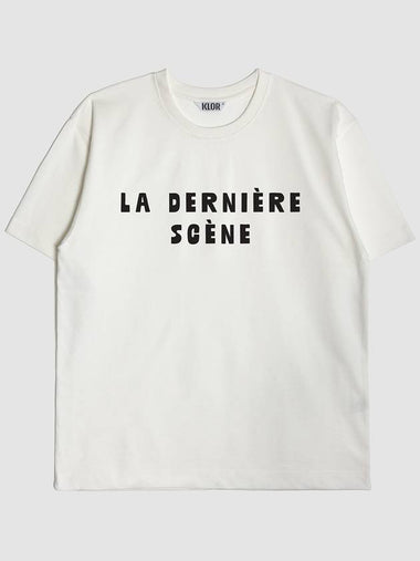 L.D.S Lettering Short Sleeve T-Shirt Cream White - KLOR - BALAAN 1