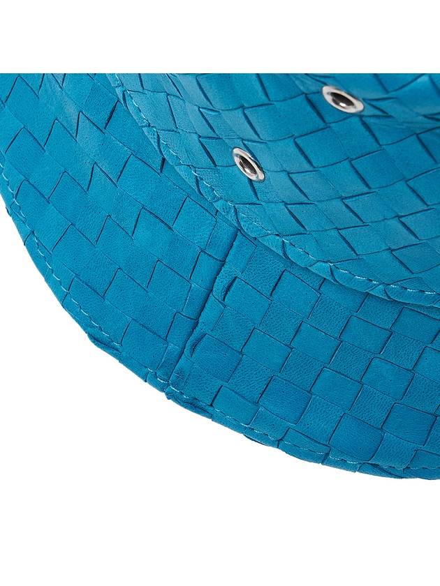 Intrecciato Leather Bucket Hat Blue - BOTTEGA VENETA - BALAAN 8