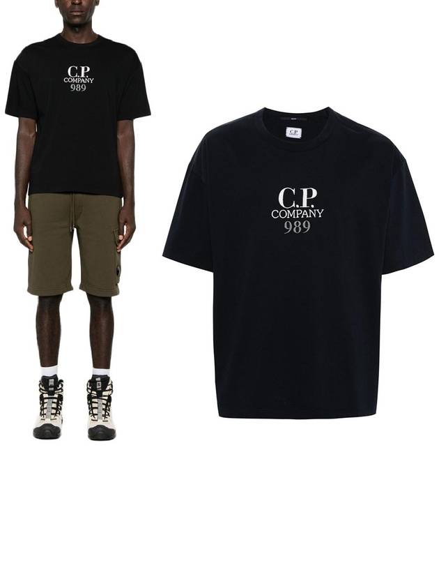 20/1 Jersey Boxy Logo Short Sleeve T-Shirt Black - CP COMPANY - BALAAN 2