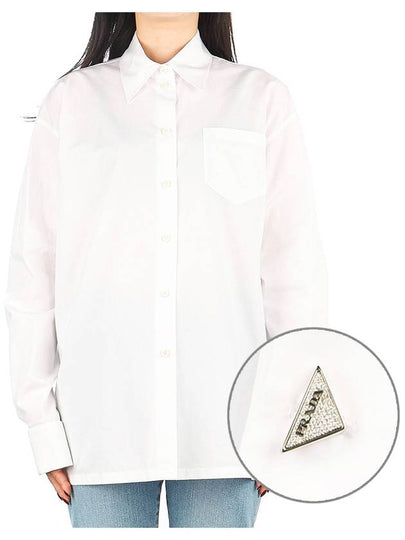 Basic Cotton Long Sleeve Shirt White - PRADA - BALAAN 2