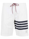 Men's Diagonal Drawstring Waist Board Swim Shorts White - THOM BROWNE - BALAAN 2